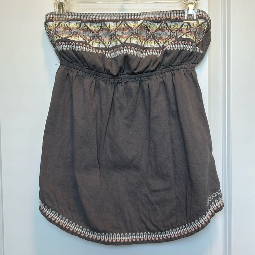 Billabong Tube Top with Embroidery - Grey Size Medium